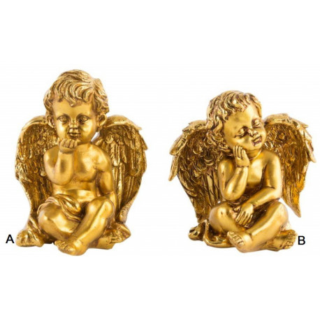 Figurine Ange doré assis - 13,5 cm