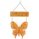 Décoration murale métal Papillon bienvenue " Welcome " - 32 x 22 cm