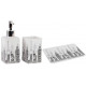 Set de 3 accessoires bain céramique : Distributeur savon + Porte brosses à dents + Porte savon décor villes