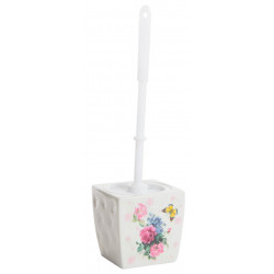 Pot à balai + Brosse WC porcelaine décor Roses et papillon