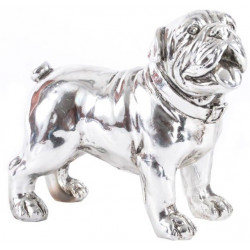 Statuette chien Bouledogue argenté - 19 cm