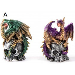 Lot de 2 Figurines Dragon couleur sur crâne