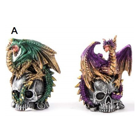 Lot de 2 Figurines Dragon couleur sur crâne