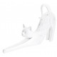 Statuette Chat blanc s'étirant - 29 cm