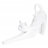 Statuette Chat blanc s'étirant - 29 cm