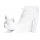 Statuette Chat blanc s'étirant - 29 cm