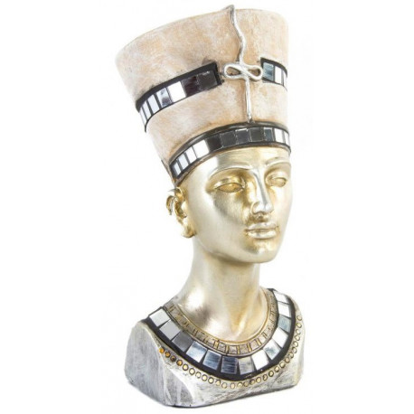 Figurine - Buste Reine d'Egypte Néfertiti couleur or - 17 cm