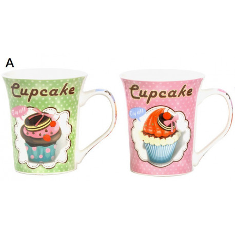 Lot de 2 Mugs 300ml Cupcake en céramique