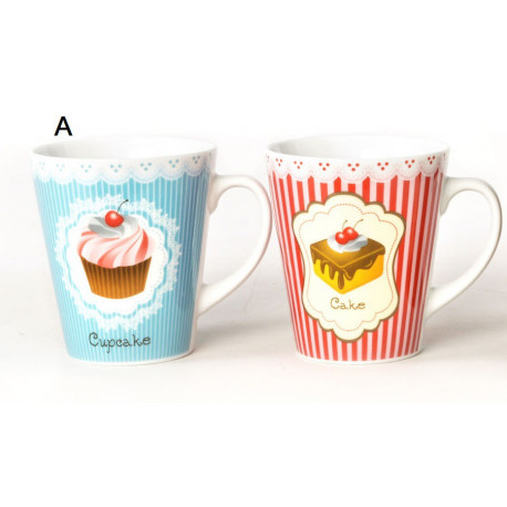 Lot de 2 Mugs 300ml Cupcake en céramique