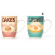 Lot de 2 Mugs 300ml Cupcake/gâteau en céramique