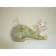 Statuette Chat décor fleurs et papillon - 14,5 cm