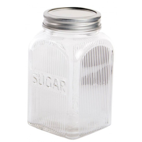 Bocal carré en verre décor "Sugar" ou "Coffee" - 18,5 cm