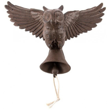 Grande Cloche de porte d'entrée Hibou fonte - 37,5 cm