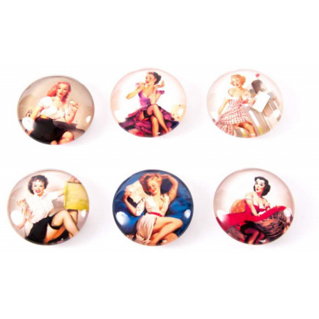 Lot de 6 Aimants - Magnets Pin up - vintage