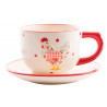 Lot de 2 Tasses 200 ml + soucoupes Poule en céramique