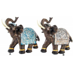Statuette Eléphant ethnique marron - 24 cm