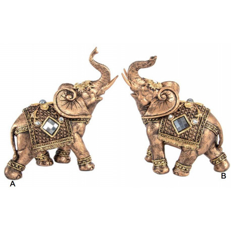 Figurine Eléphant ethnique doré - 17 cm