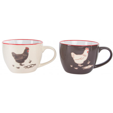 Lot de 2 Tasses Poule en céramique