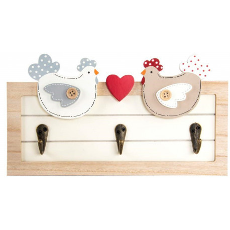 Porte manteau mural bois Poule - 25 cm