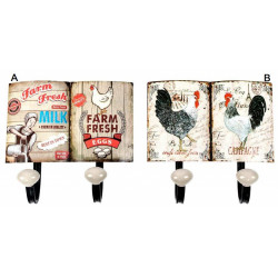 Porte manteau mural Poule - campagne - 21 cm