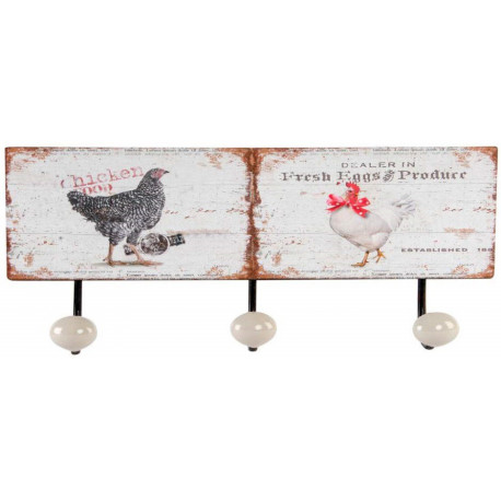 Porte manteau mural Poule - campagne - 37 cm