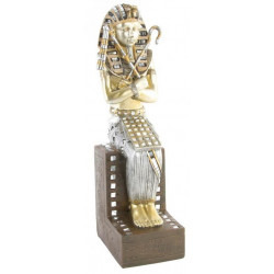 Statuette Pharaon Toutankhamon assis couleur or - 36 cm