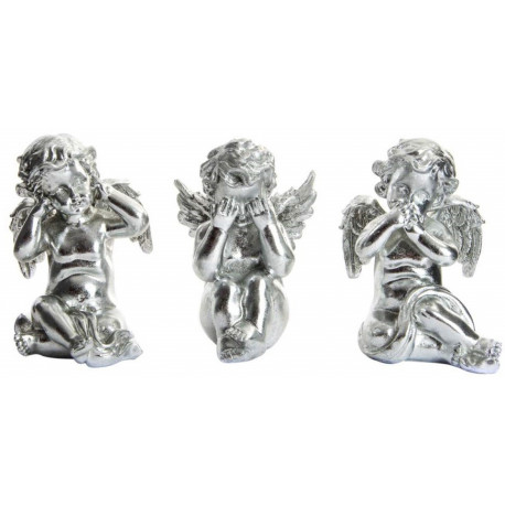 Lot de 3 Figurines Ange couleur argent - 14 cm