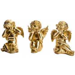 Lot de 3 Figurines Ange couleur or - 14 cm