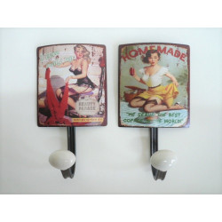 Lot de 2 Porte Manteaux muraux Pin-Up - vintage