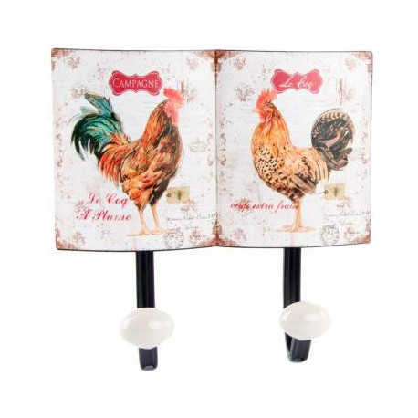 Porte manteau mural Coq ou Boisson vintage - 21 cm