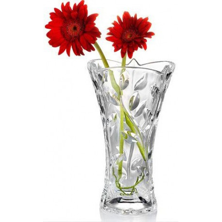 Vase en verre ciselé décor végétation - 24 cm