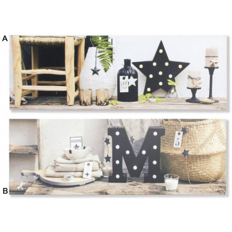 Tableau toile Bougies et étoiles - campagne chic - 90 x 30 cm