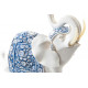 Figurine Eléphant ethnique blanc décor bleu - 16 cm