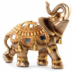 Statuette Eléphant ethnique doré - 20 cm