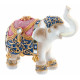 Statuette Eléphant ethnique blanc décor couleur - 20 cm