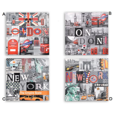 Tableau toile London ou New York - 50 x 50 cm