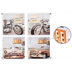 Tableau toile 3D Voiture ou Moto ancienne - 60 x 60 cm