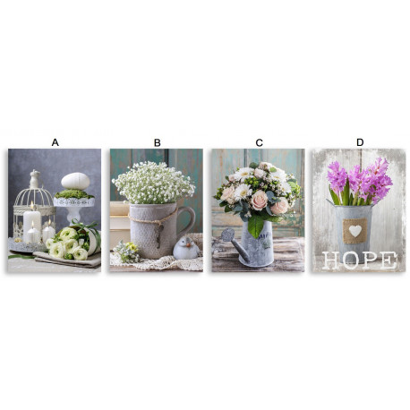 Tableau toile Fleurs dans vase - Campagne - 40 x 40 cm