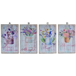 Tableau bois Bouquet de fleurs dans pot - 25 x 15 cm