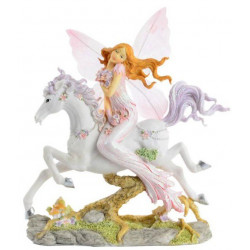 Statuette Fée sur licorne - 21 cm