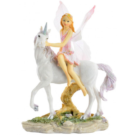 Figurine Fée sur licorne - 16,5 cm