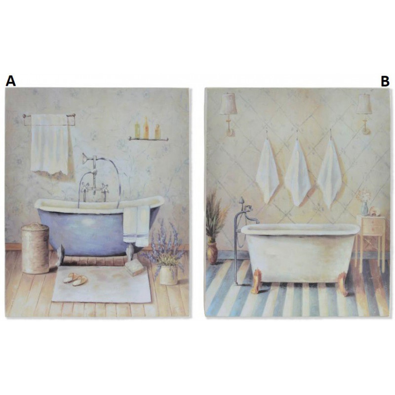 Tableau bois Baignoire - Salle de bain - 25 x 20 cm