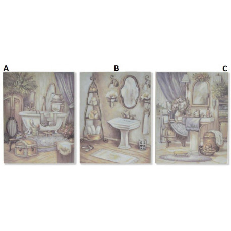 Tableau bois Salle de bain - rétro - 25 x 20 cm