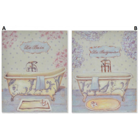 Tableau bois Baignoire - Salle de bain - 25 x 20 cm