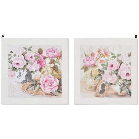 Cadre toile Fleurs Roses - 60 x 60 cm 