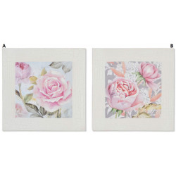 Cadre toile Fleurs Roses - 40 x 40 cm 