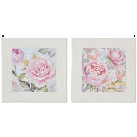Cadre toile Fleurs Roses - 40 x 40 cm 