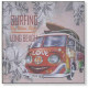 Tableau bois Plage Van vintage - surf - 25 x 25 cm