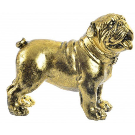 Statuette chien Bulldog doré - 19 cm