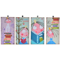 Tableau bois Enfant - Princesse - 40 x 20 cm